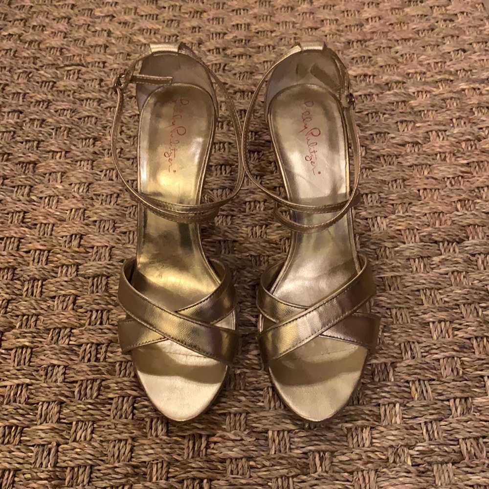 Lilly Pulitzer Bella Strappy Gold Heels